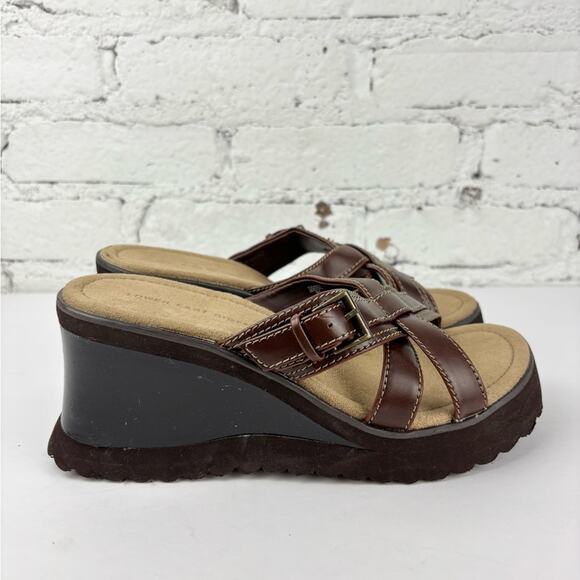 Vintage Y2K Lower East Side Chinky Wedge Sandals - Picture 2 of 9